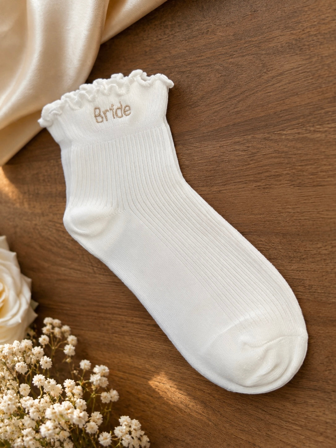 Personalized Embroidered Bridal Crew Socks