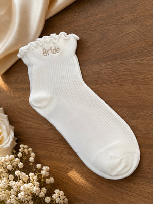 Personalized Embroidered Bridal Crew Socks