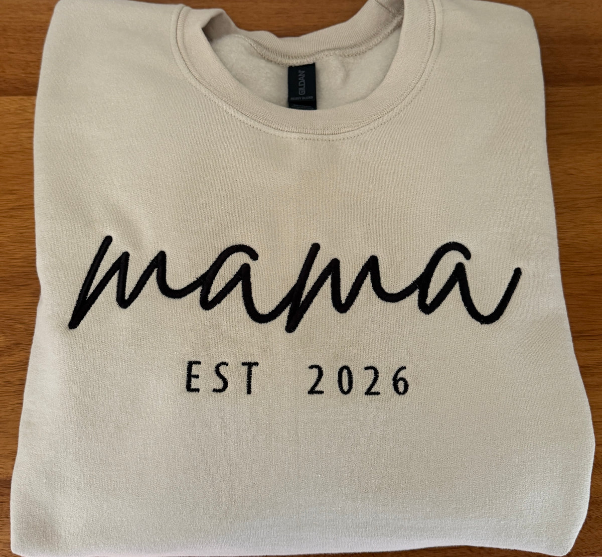 Personalized Mama EST Embroidered Crewneck
