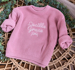 Personalized Embroidered Knit Sweater