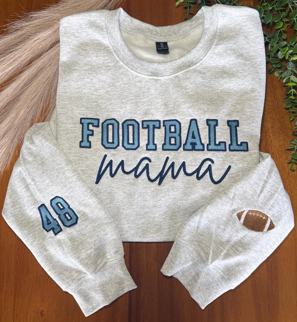 Football Mama Embroidered Crewneck
