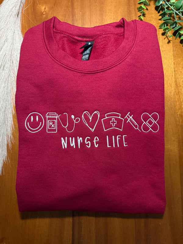 Nurse Life Embroidered Apparel