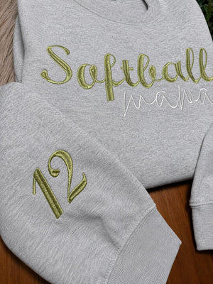 Softball Mama Embroidered Crewneck