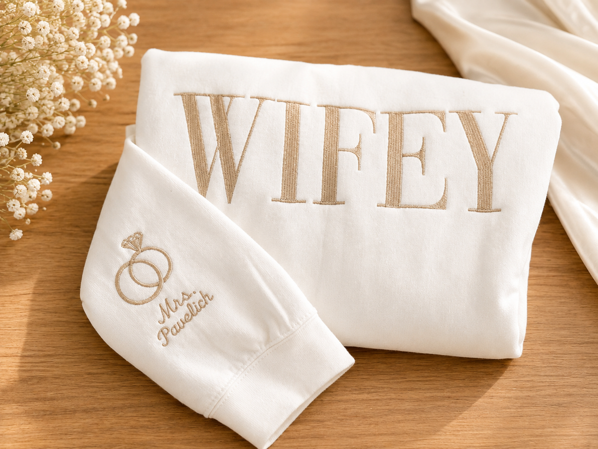 Wifey Embroidered Crewneck Sweatshirt