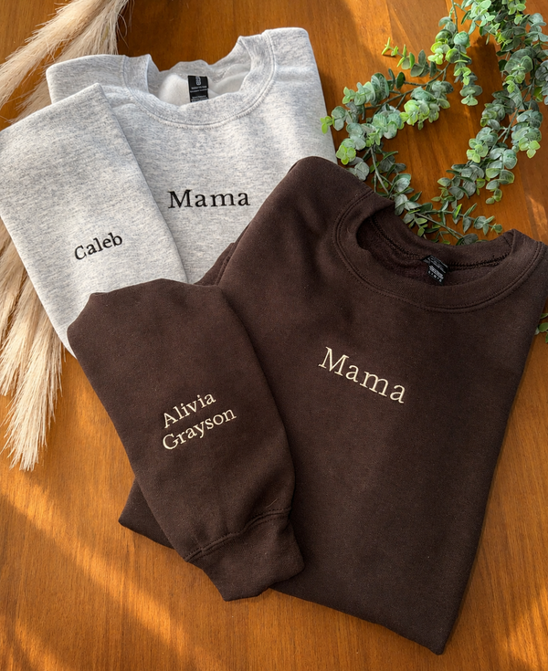 Minimalistic Mama Embroidered Crewneck Sweatshirt