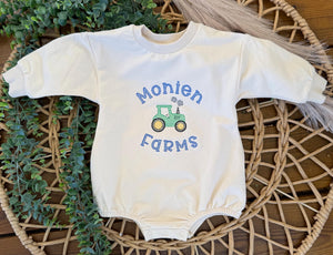 Personalized Tractor Baby Romper
