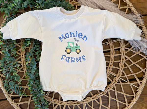 Personalized Tractor Baby Romper