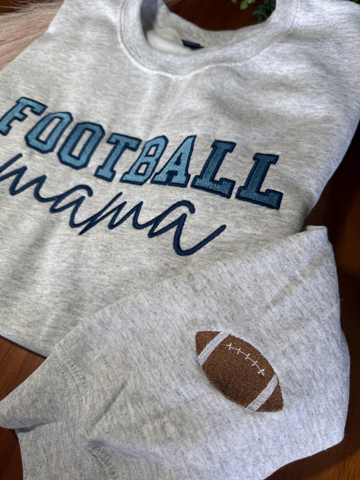 Football Mama Embroidered Crewneck