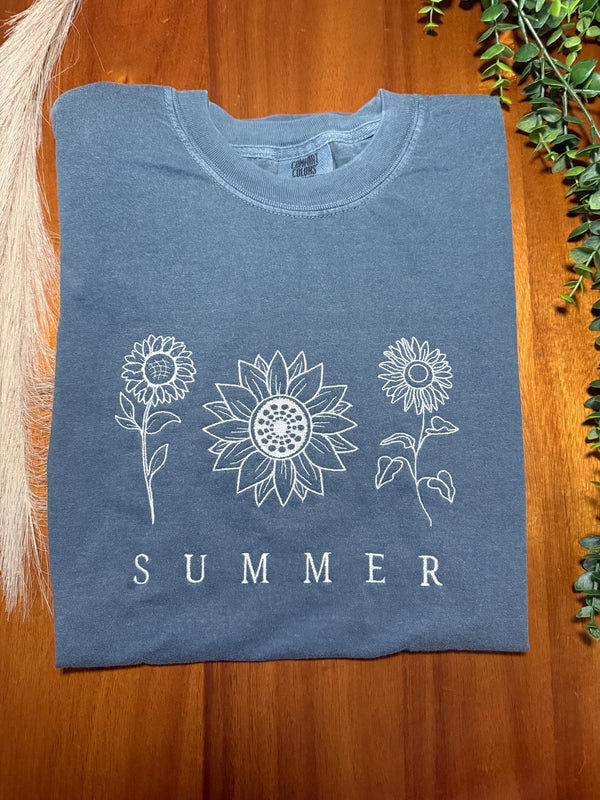 Summer Sunflower Embroidered Apparel