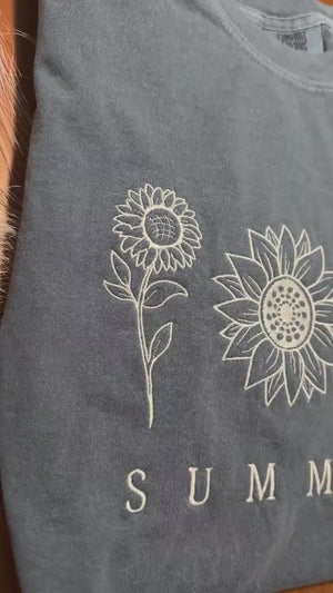 Summer Sunflower Embroidered Apparel