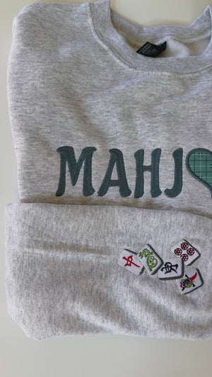 Mahjong Appliqué Crewneck Sweatshirt | Embroidered Mahjong Sleeve